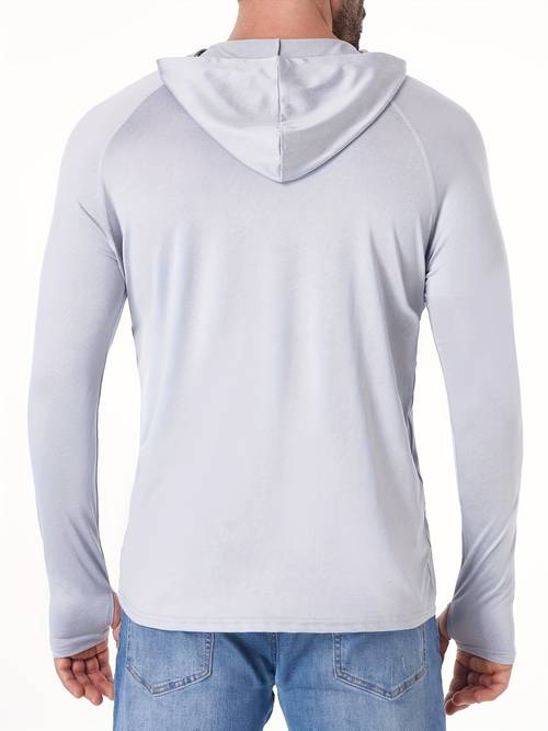 5pcs mens athletic hoodie shirts long sleeve moisture wicking breathable polyester blend hooded design for casual fishing activities gray red black