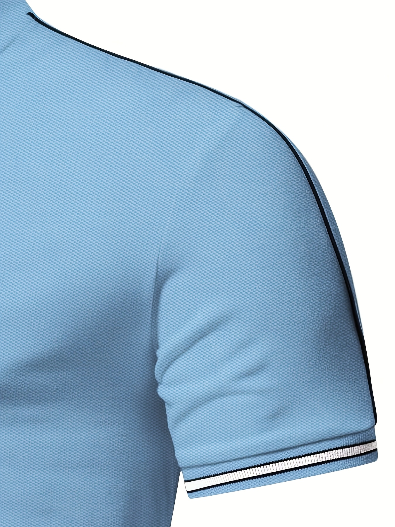 Men'S Casual Short Sleeve Polo Shirt - Beige with Black Side Stripes, Comfortable Breathable Fabric, Mandarin Collar, Zipper Detail, Perfect for Sports, Outdoor Activities & Casual Wear, Sports Casual Wear | Minimalist Design | Comfortable Fit