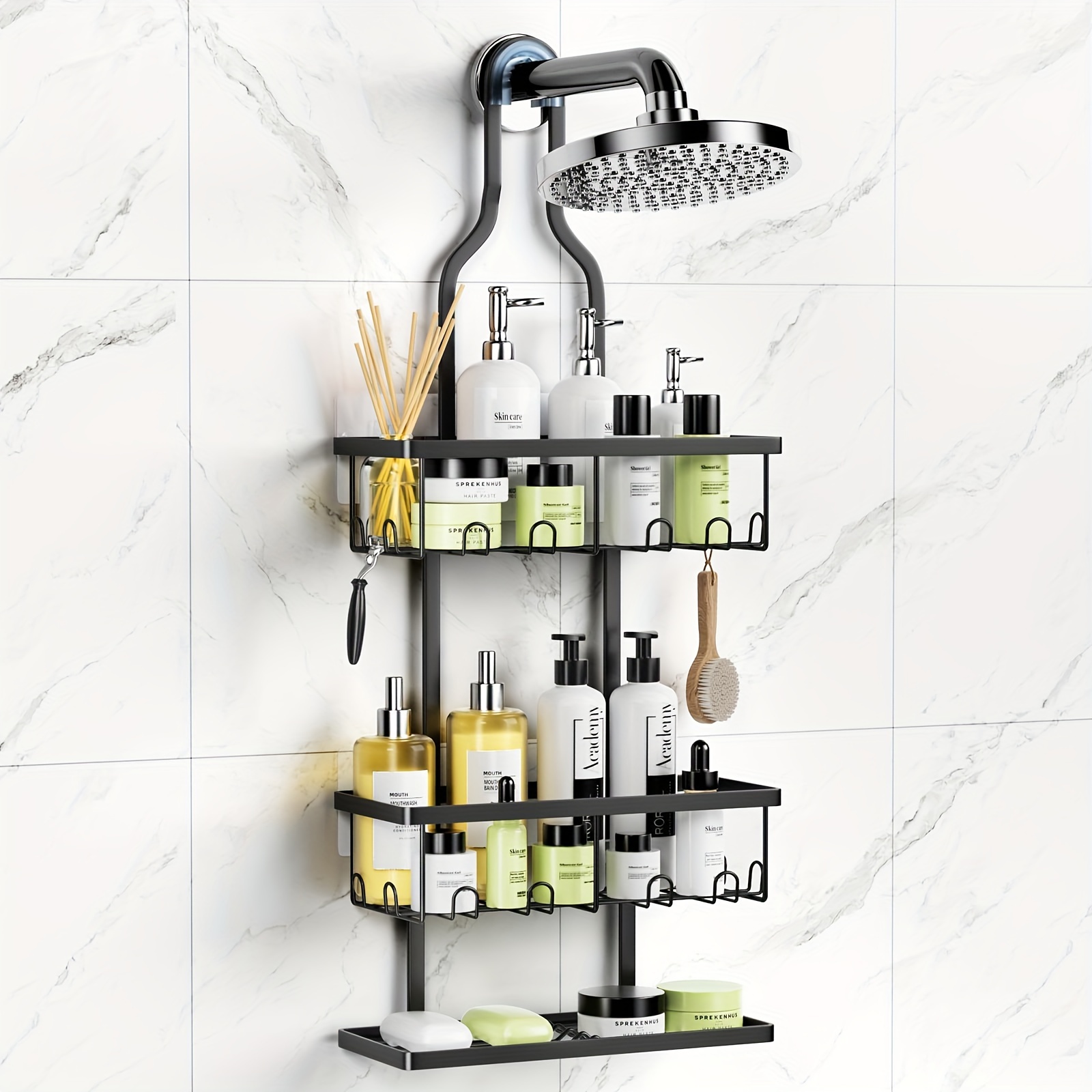 

Upgraded Hanging, Bathroom Organizer Hanging, Over Showerhead And Adhesives, -swing