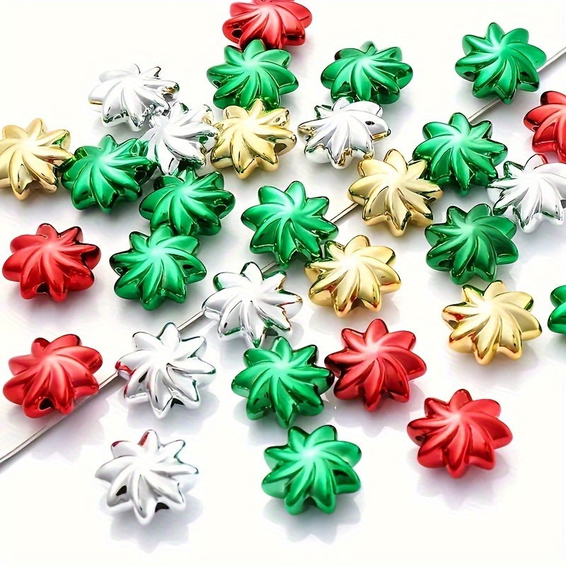 

40pcs Christmas Colors Beads Mixed Acrylic Plated Color Uv Bright Windmill Beads, Christmas Holiday Festive Spacer Beads For Diy Jewelry Making, Bracelets, Necklaces