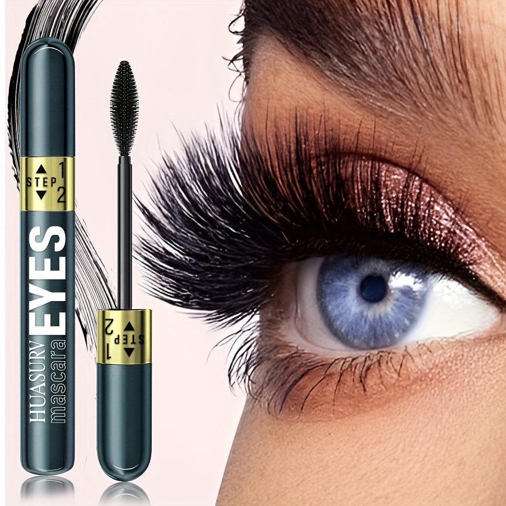 Image of Huasurv 2-in-1 Secret Lengthening Mascara - Natural Length - - Curling Mascara - Step 1 Suitable For Beginners Hs4130 [mother's Day][holiday Gifts][1pc][gifts For Girls]
