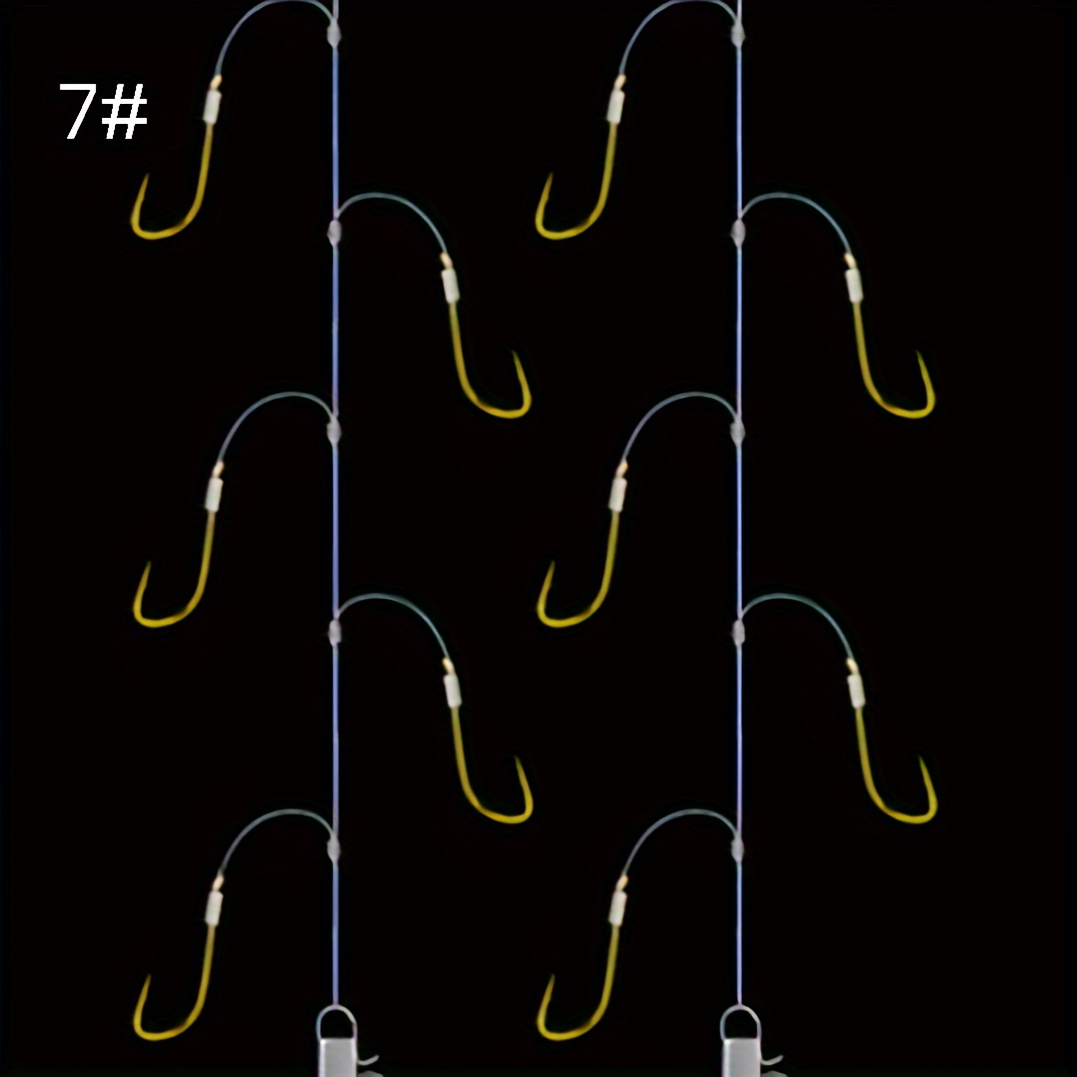 3#-7# Fishing String Hooks, Golden Barbed Fishing Hooks, Fishing Tackle