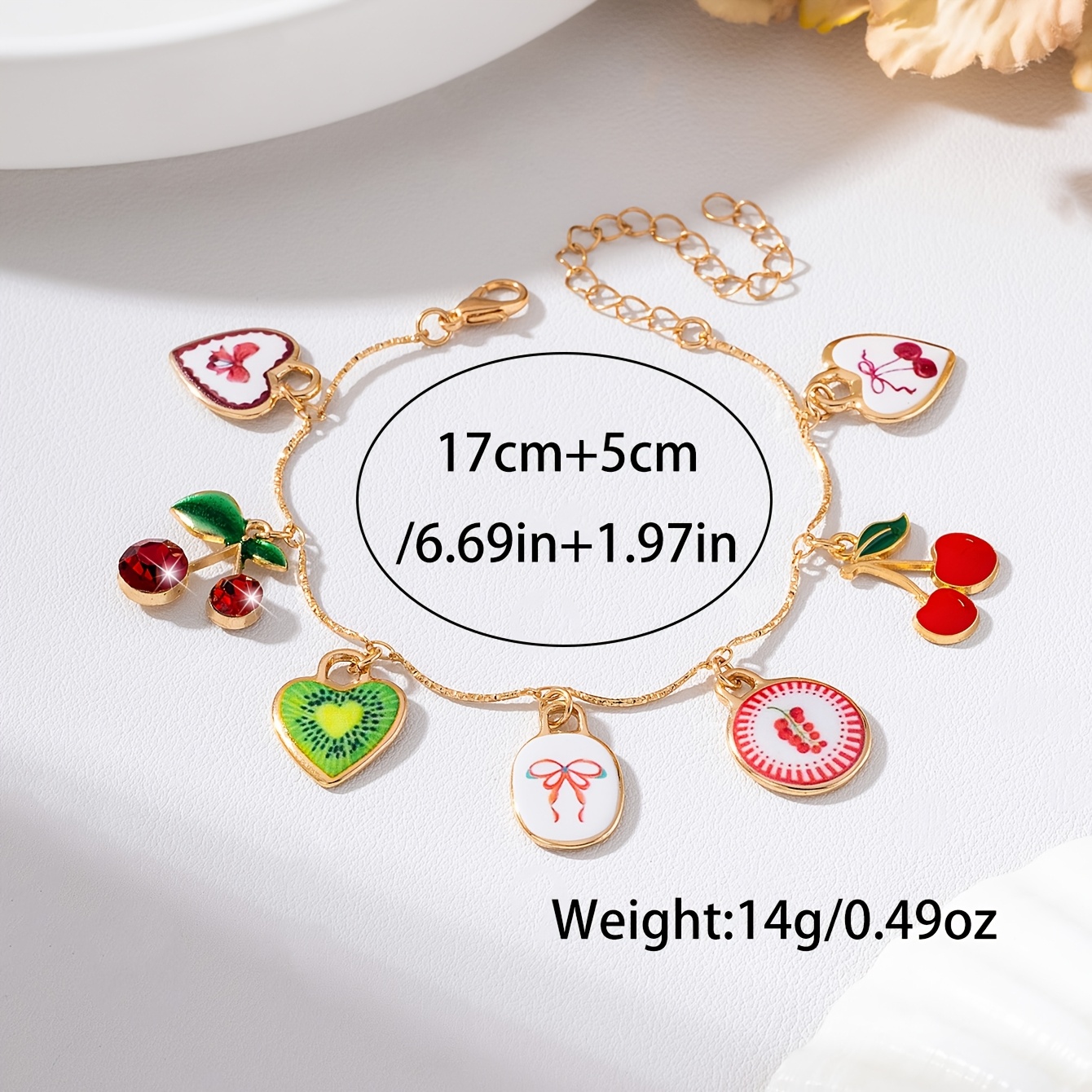 Bohemian Beach Style Alloy Printed Pendant Bracelet, Vacation Gift