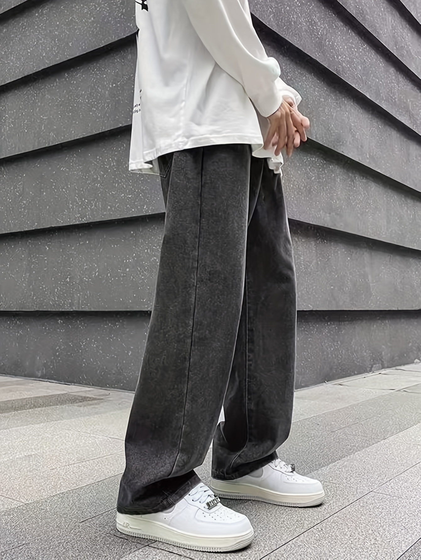 Men's Loose Fit Baggy Jeans Casual Street Style Comfy Denim - Temu ...