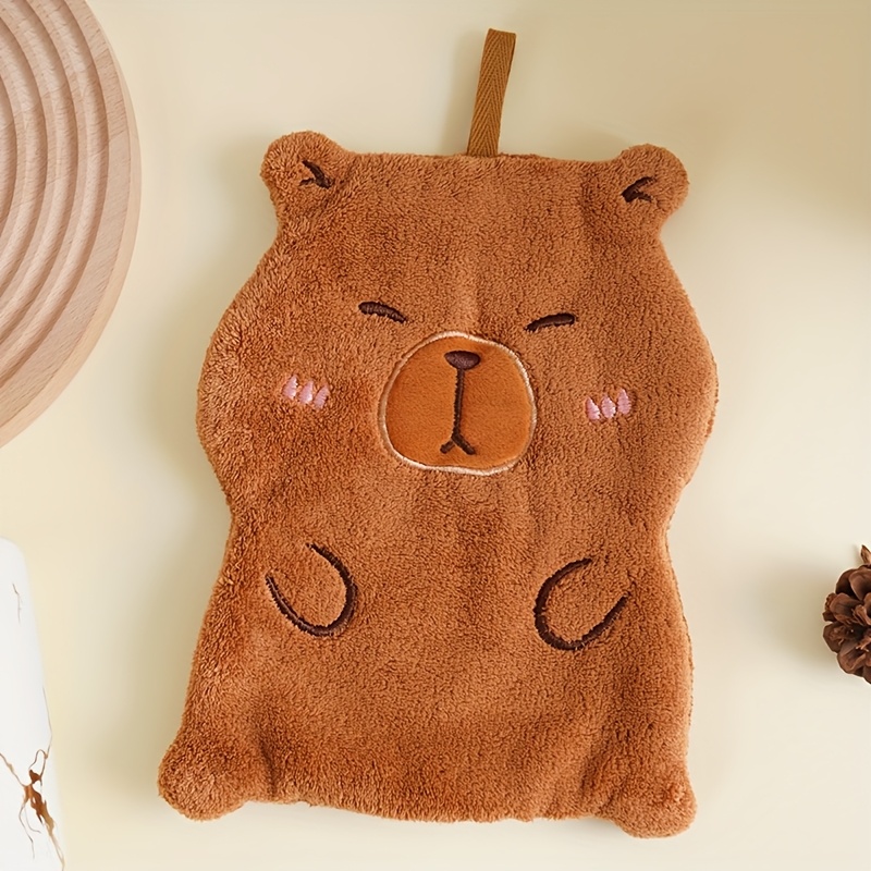 TEMU Capybara-themed Hand Towels, Made Of Soft And Thick Coral Fleece, Ideal For Quick Drying And Bathroom, With To Hang Them Up