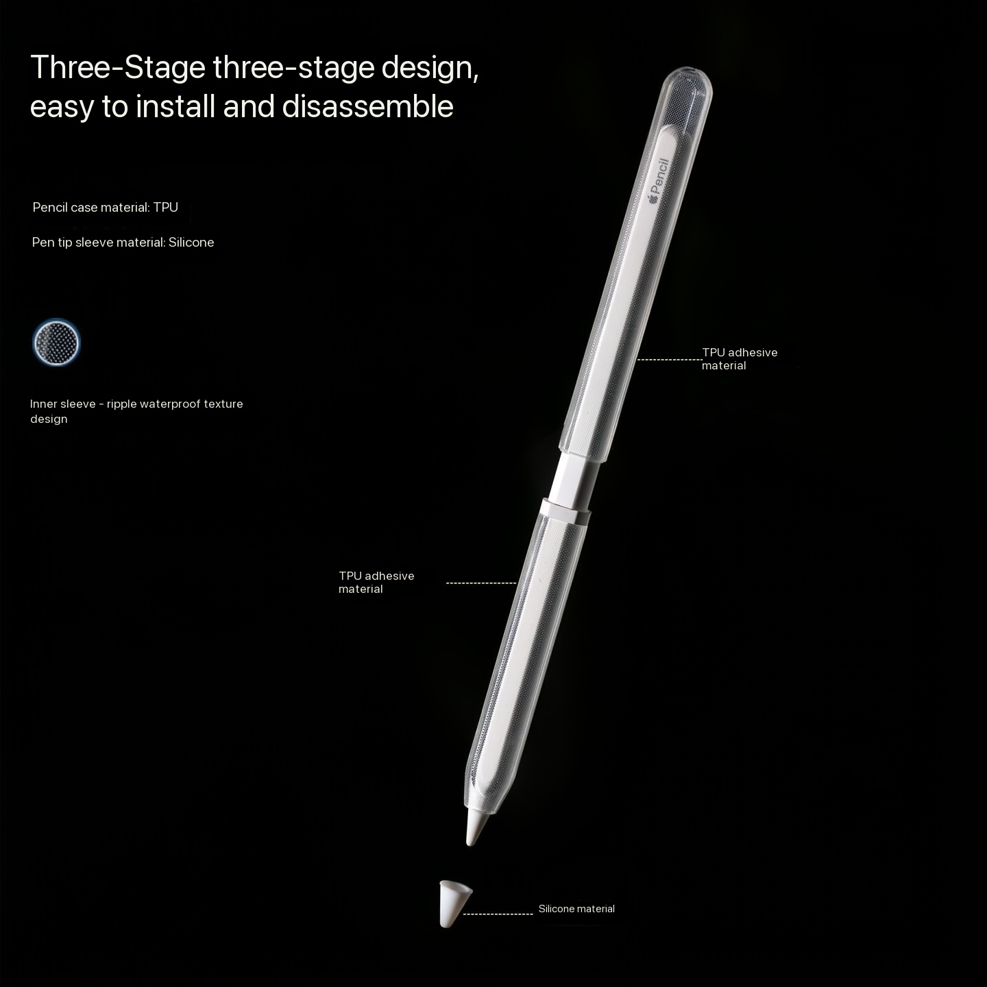 TEMU Étui de protection adapté pour Apple Pencil Pro et Pencil 2ème génération, ajouts antidérapants, pour iPad, matériau TPU améliore d'écriture,