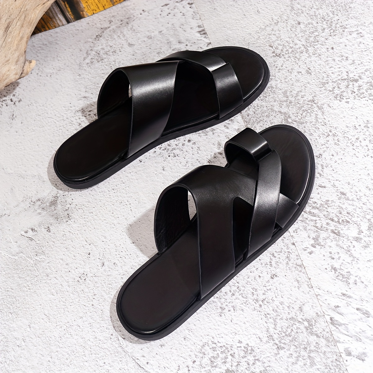 

1pair Men' - , Round Toe, Non- Tpr , For - -on Slippers