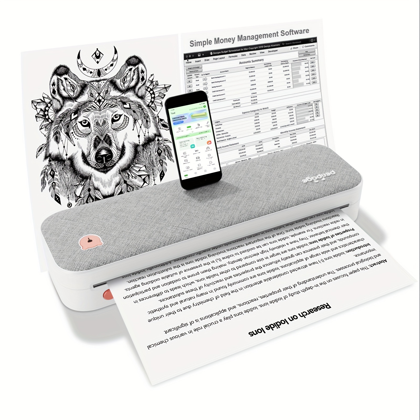 TEMU Peripage A40 Inkless Printer, Portable Printer, Tattoo Printer, Supports 8.26" X 11.69" Us Letter Paper, Wireless Inkless Mobile Travel Printer,