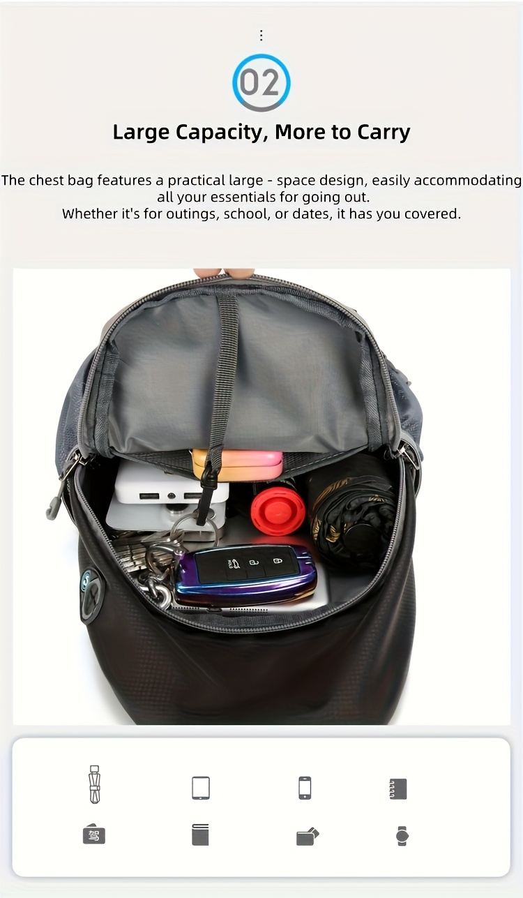 Sport Sling Bag for Men and Women - Large Capacity Crossbody Bag for Travel, Hiking & Daily Commute | Adjustable Breathable Strap, Multiple Pockets with Earphone Hole, Nylon.