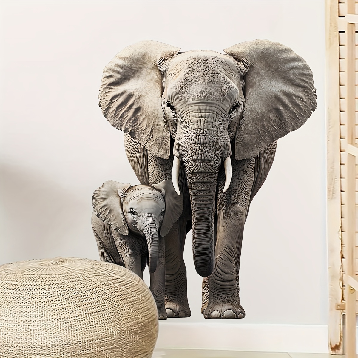 1pc Sticker, And Elephant Pattern Self-adhesive Wall Sticker, Bedroom Entrance Living Room Porch Home Decoration Wall Sticker, Removable Sticker, Wall Decoration Decal