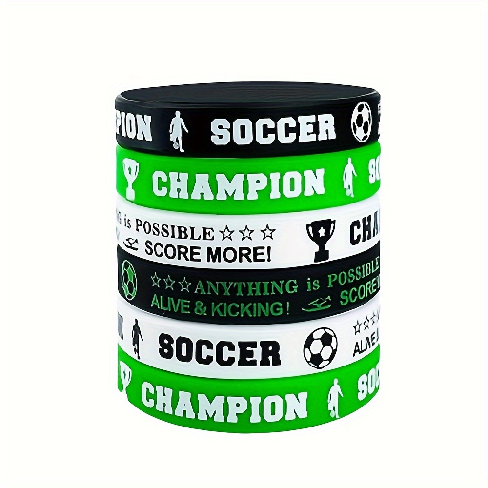 20pcs Soccer Football Sports Theme Football Silicone Bracelet Group Commemorative Wrist
