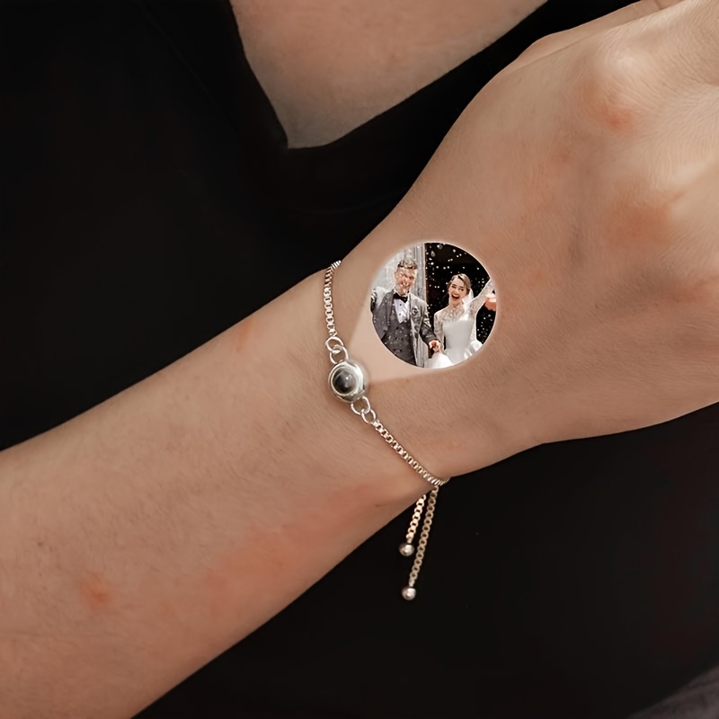 Customized 18K Gold-Plated Photo Projection Bracelet for Couples