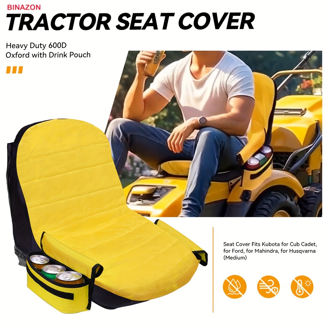 TEMU Binazon Heavy-duty Lawn Mower Seat Cover - Protection, With Buckles/straps, Uv & - Compatible With Most Riding Lawn Mowers, Outdoor Tractor Seat