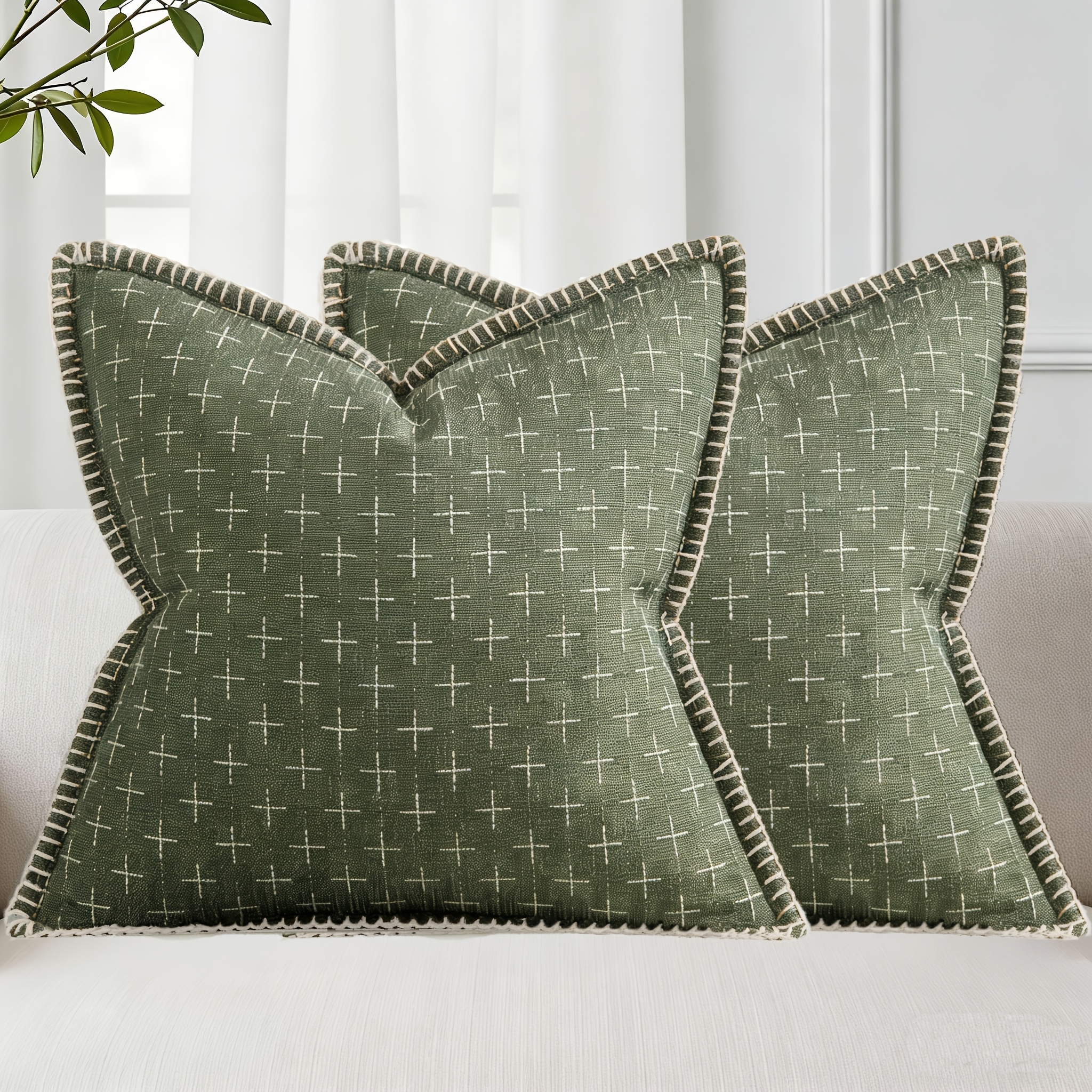 TEMU 2pcs Set, Throw Pillow Covers With Stitched Edges For Home Decor On Sofas, Bedrooms And Living Rooms. That Only Pillow Covers Are Included.