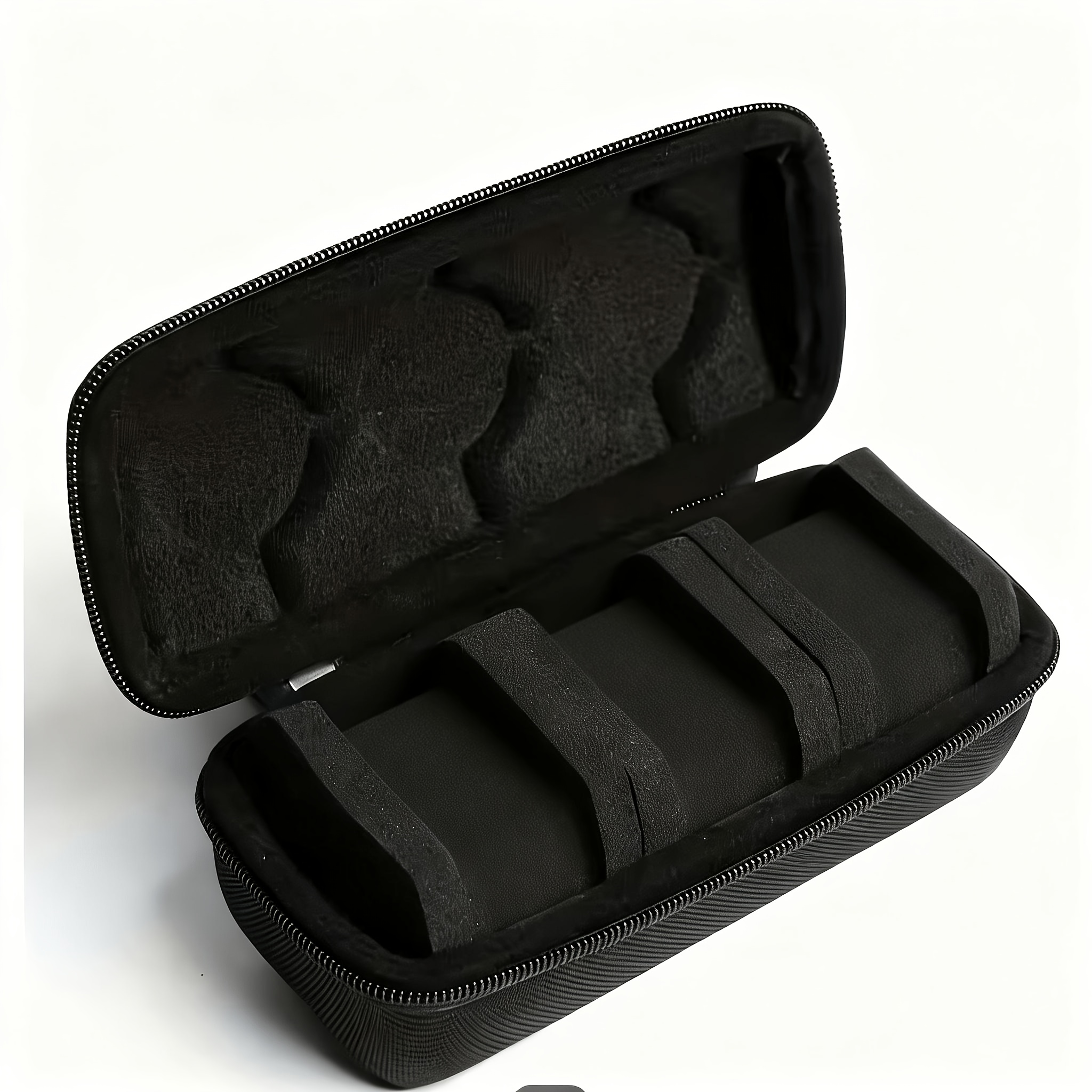 TEMU 3-slot Hard Shell Watch Storage Box With Soft Foam Pillows & Carry Handle - Portable Travel Case Suitable For Watches, Vinyl Cover, 2-in-1