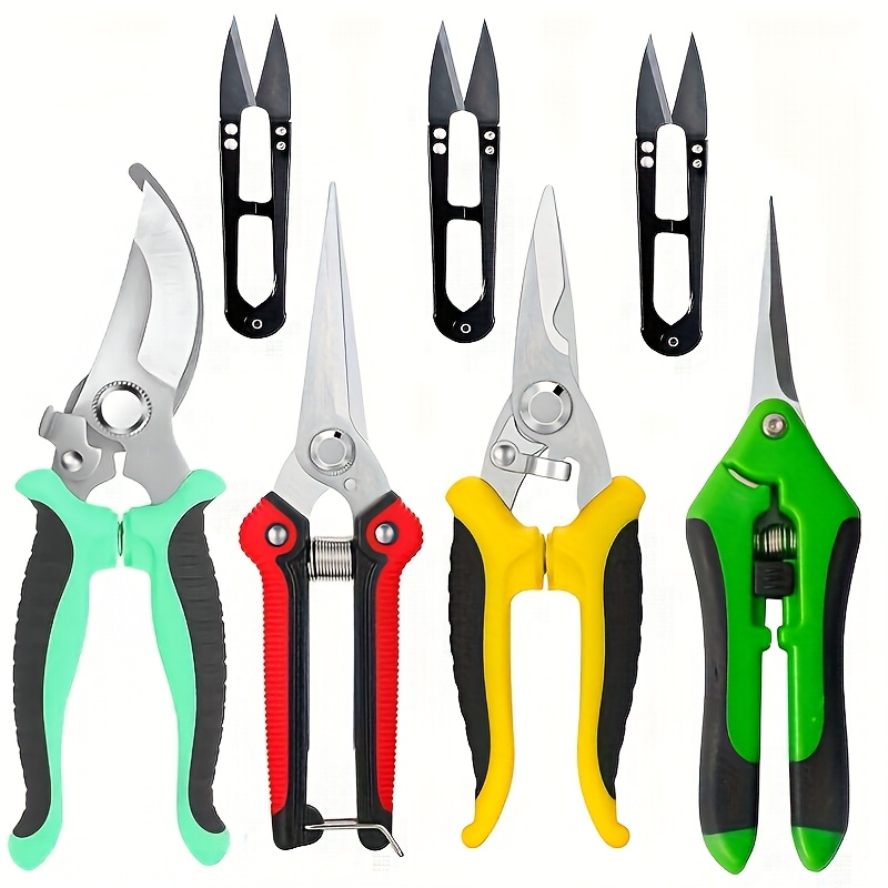 Image of 7pcs Alloy Steel Garden Pruning Shears With Stainless Steel - Durable Handheld Trimmers For Lawn Care And Landscaping