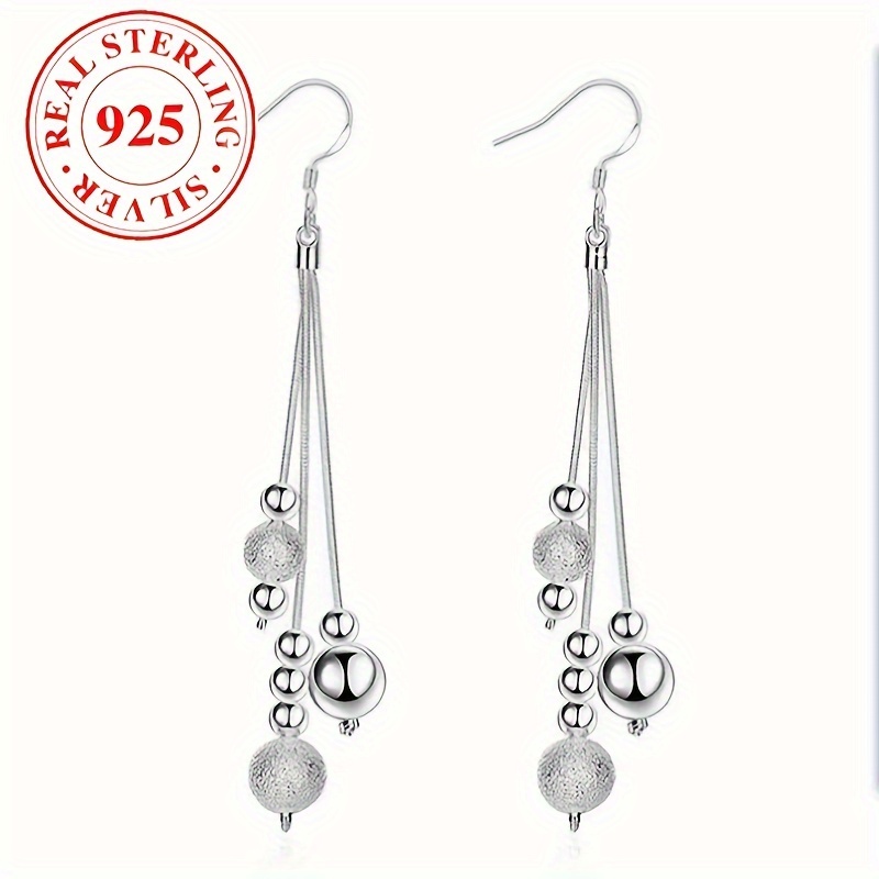 

925 Sterling Silver Tassel Earrings For Women, Luxurious , Synthetic Stone, 10g/0.350oz, 925 Silver Plated, All- Fashion Accessory