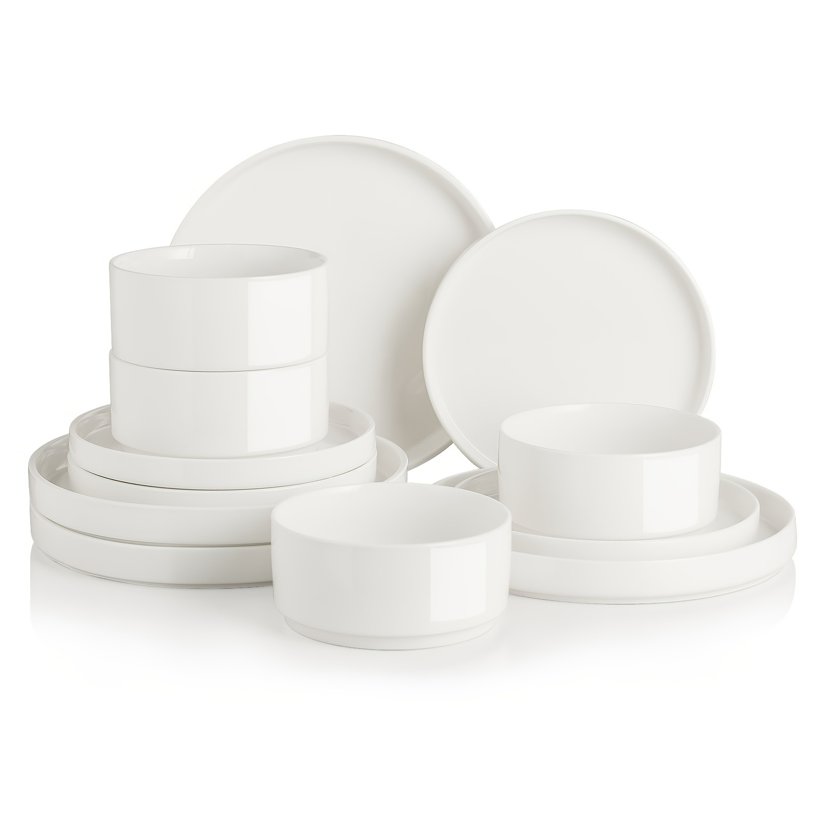 Sweejar Porcelain Dinnerware Sets For 4, 12pcs Ceramic Plates And Bowls Set, Dinner Dining Ware Set, Dishwasher And Microwave Safe Dishes Sets