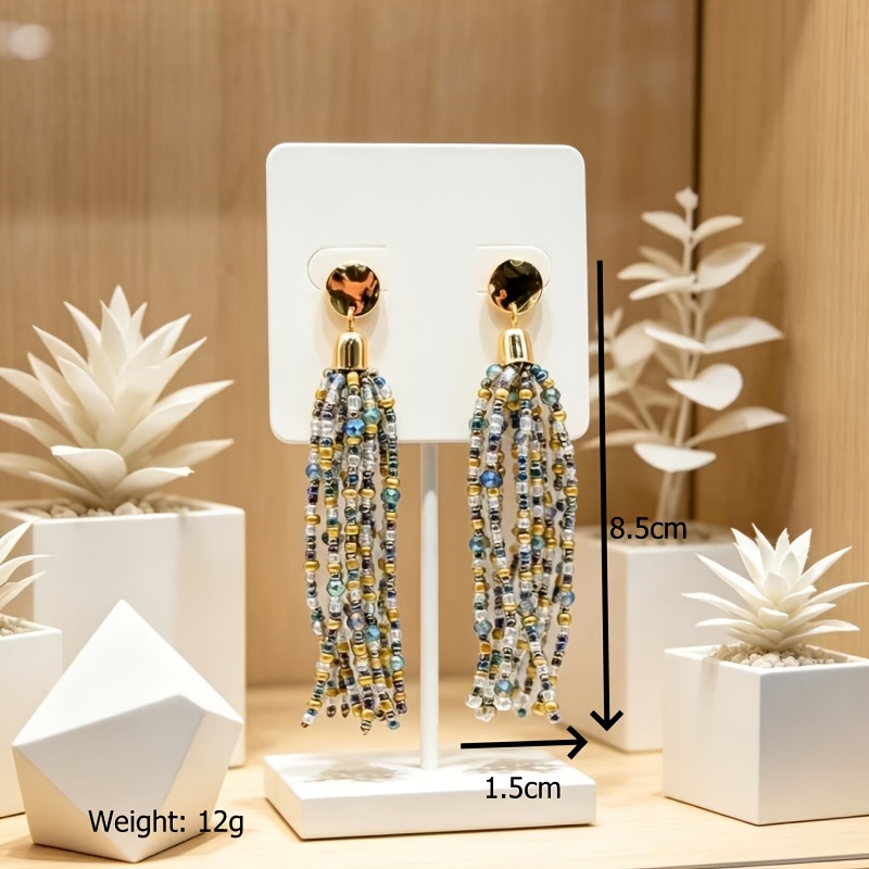 Bohemian Beaded Tassel Fringe Dangle Earrings
