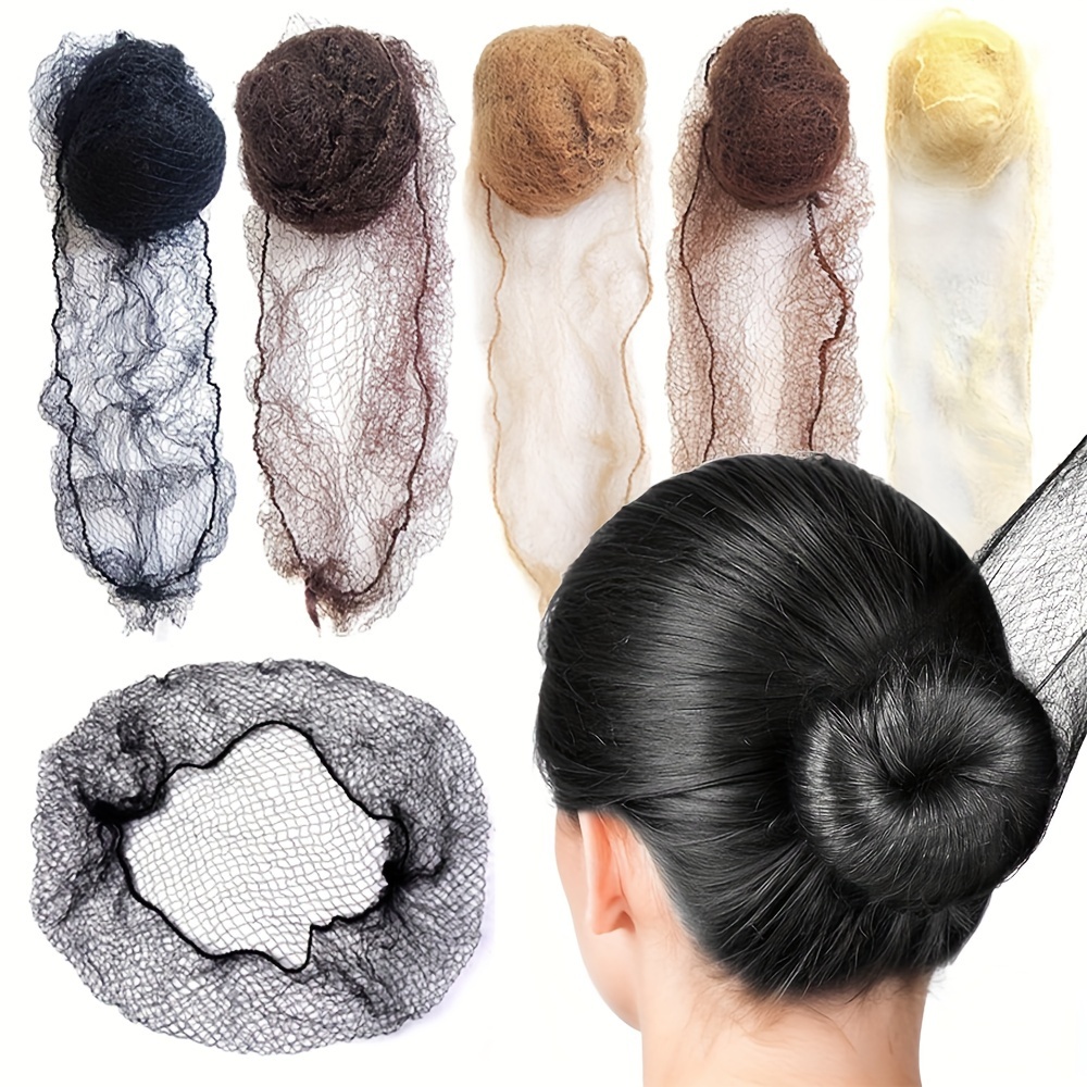 

20pcs Invisible Nylon Hair Nets, Durable Disposable Ballet Bun Cover , 5mm Elastic Edge Mesh For Dance & Performance