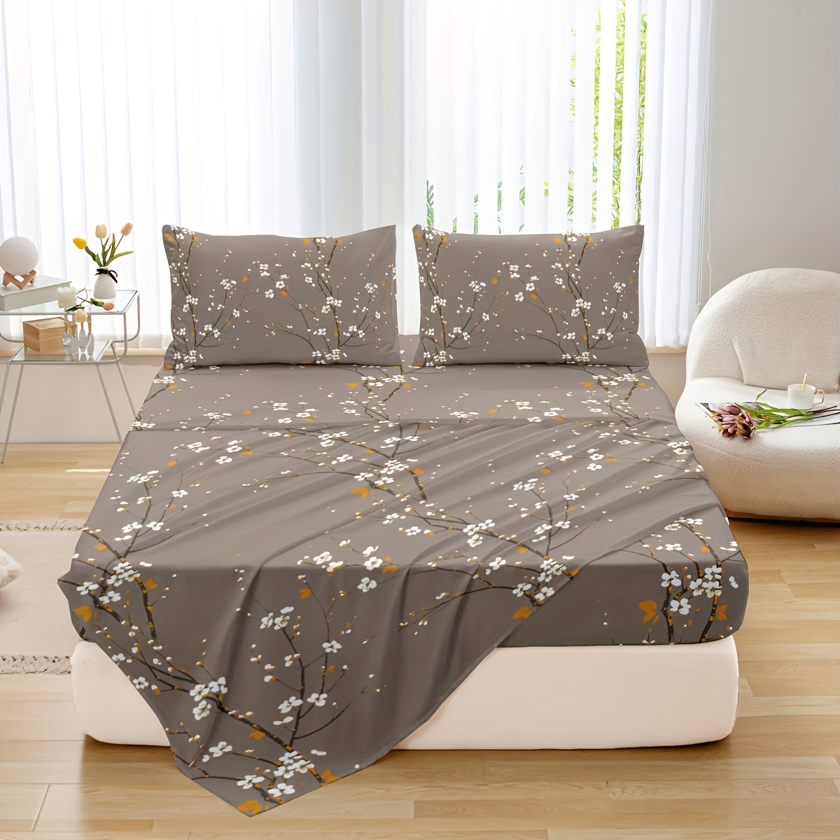 NATURALS - Set di lenzuola stampate 4 pezzi letto 150 - Cotone - Include lenzuolo di sopra + 2 federe + 1 lenzuolo a pieghe - RIBBON | Leroy Merlin
