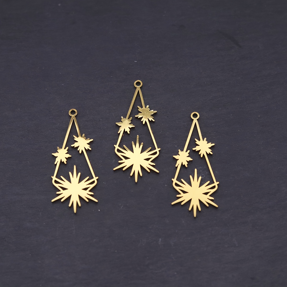 TEMU 3pcs Breloques en acier inoxydable d' avec cadre géométrique, pendentifs hypoallergéniques pour la fabrication de boucles d'oreilles, et bijoux