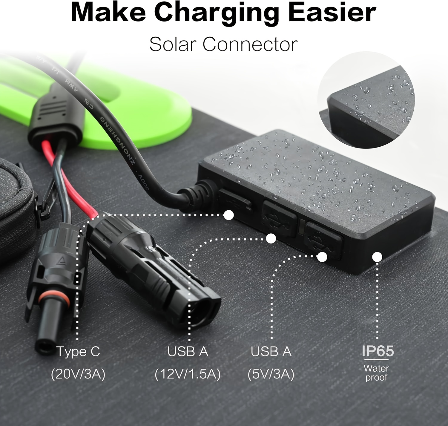 120w solar panel charger with led indicator - high   monocrystalline solar panel, foldable portable solar panel, usb output, for home, camping, rv, off-grid - compatible with smartphones, tablets, power banks,  , solar phone charger, outdoor  ,  , durable construction, rv travelers, emergency power, spacesaving design, sturdy build, rv owners, without battery Product details 1