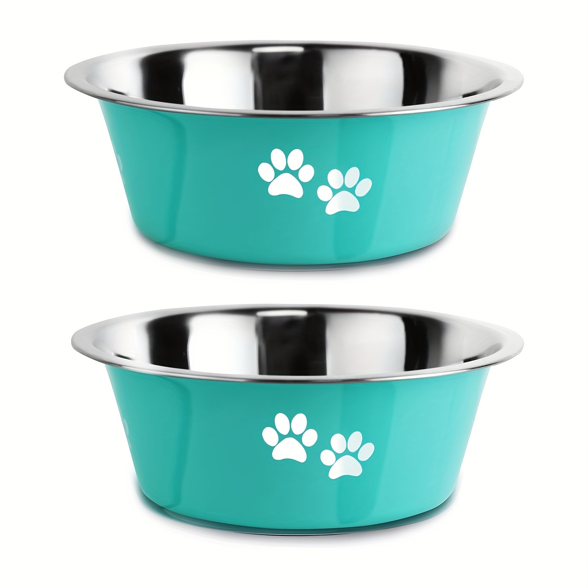 TEMU 2pcs (6.8in/8.2in/9.3in)stainless Bowl 2pcs Of Food Feeding Water Bowl With Anti-slip Pads Suitable For Small, Medium And Large Dog Food Bowl