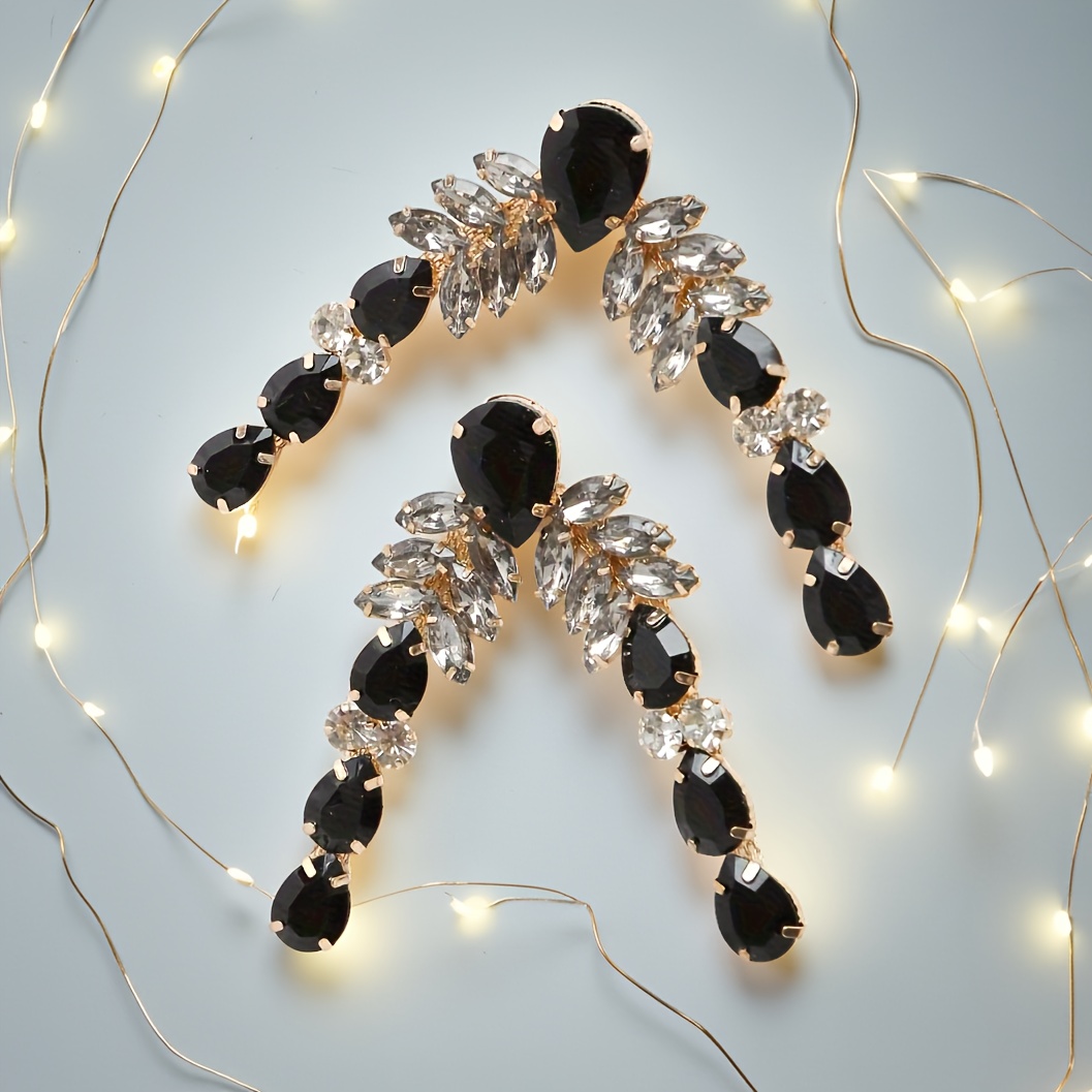 TEMU A Set Of 2 Stylish And Elegant Removable Additions, Featuring A Black And Gray Rhinestone Combination That Pairs Well With Women's Flip-flops,