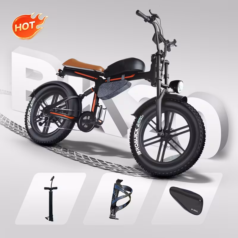retro motorcycle style electric bike for 20 x4 0 tire 48v 18ah battery for 60 long range ideal for city commuting trail riding and leisure Product details 10