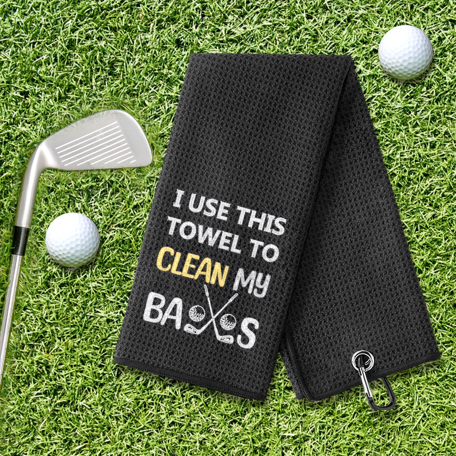 TEMU 1 Premium Fun Golf Towel, Embroidered Golf Towel, Golf Bag Clip, Golf Gift For Men Or Women, Husband, Boyfriend, Dad,, Men's Golf Accessories