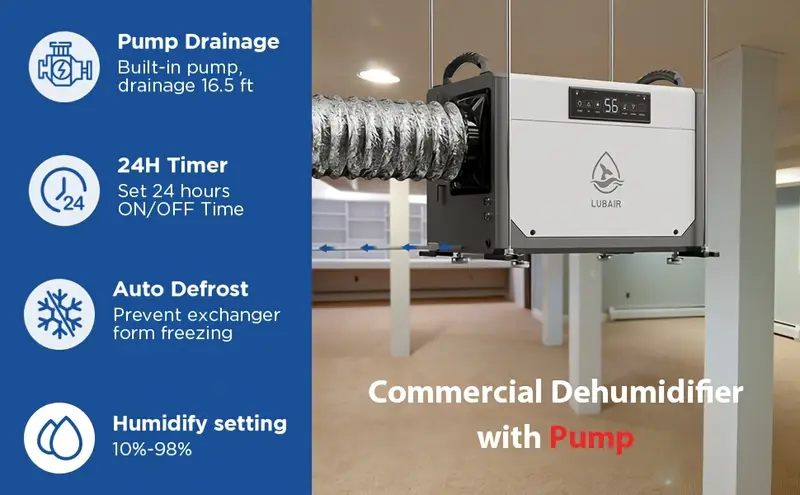 113 pint   dehumidifier with water pump and hose covers up to 3 000 sq ft Product details 1