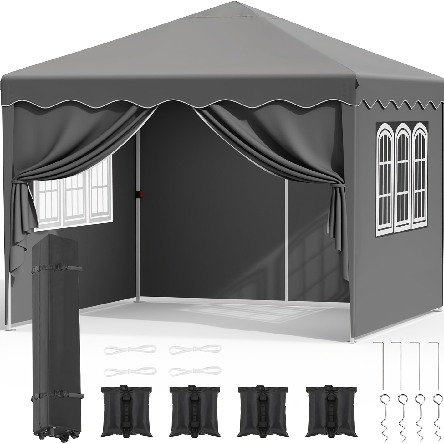 Image of Gazebo 3x3 Stable Winterproof, Folding Foldable Garden Tent, Tent, Folding Tent With 4 , Uv Protection 50+ Metal Struts For Camping/market/party/outdoor