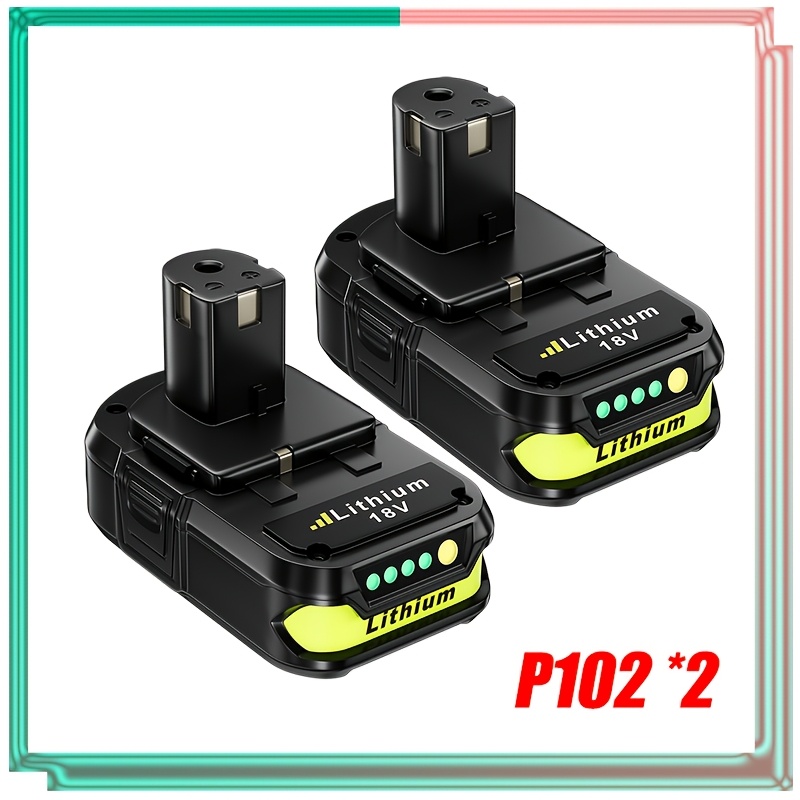 TEMU (2pack) 3600mah 18v Replacement Lithium-ion Battery For Ry0bi 18v Battery One+ System P104 P105 P107 P108 Compatible With P108 Battery Cordless