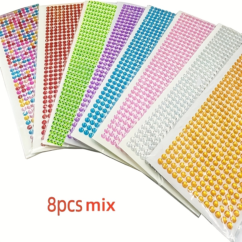TEMU Set da 8 pezzi di adesivi decorativi per il con strass scintillanti autoadesivi, abbellimenti con strass e paillettes, adatti per truccatori,