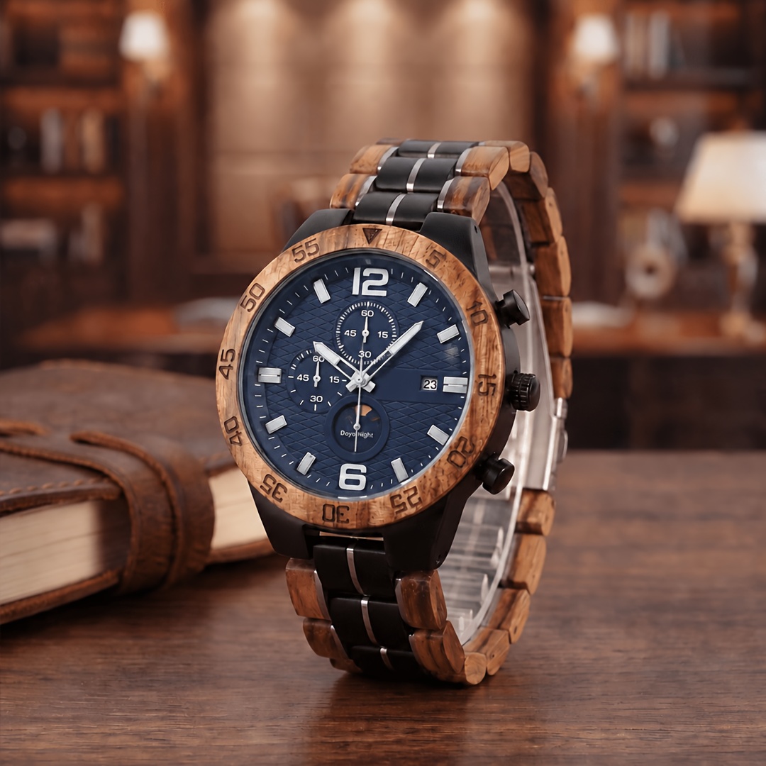 Image of Men's Watch Retro Wooden Watch Quartz Watch Wooden Wrist Watches For Men Fashion Quartz Wristwatches Wood Wach For Man Gift For Him