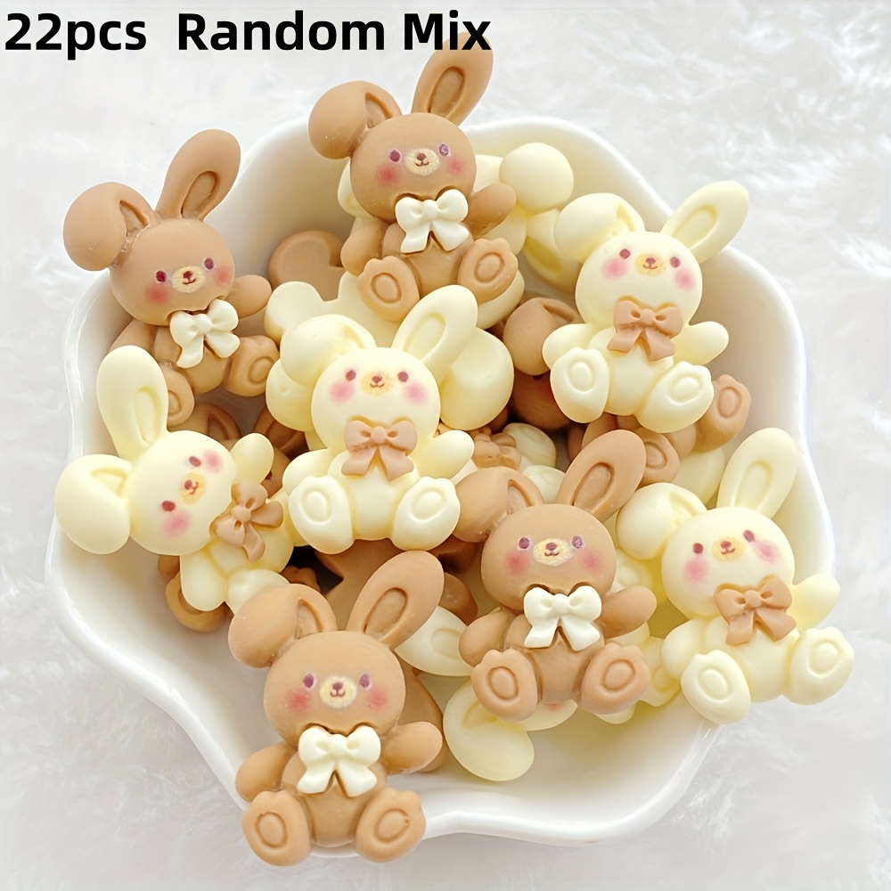 TEMU 62pcs/22pcs New High Quality Exquisite Resin Rabbit Animal Jewelry Decoration Beads - Multicolor Beautiful Rabbits, Suitable For Jewelry, Hair