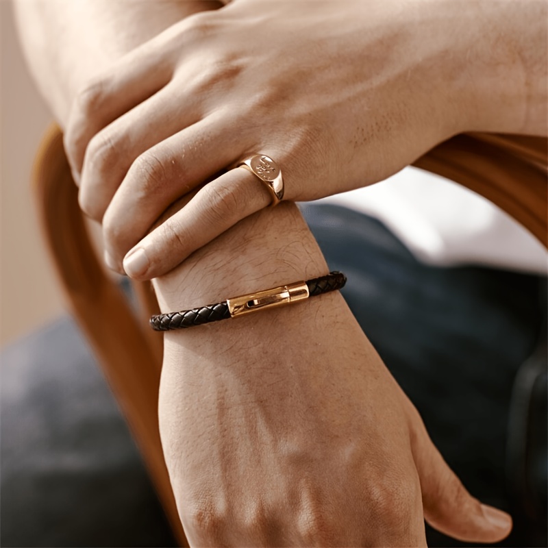 Men's Personalized Woven Bracelet with Engraved Name & Blessing Message