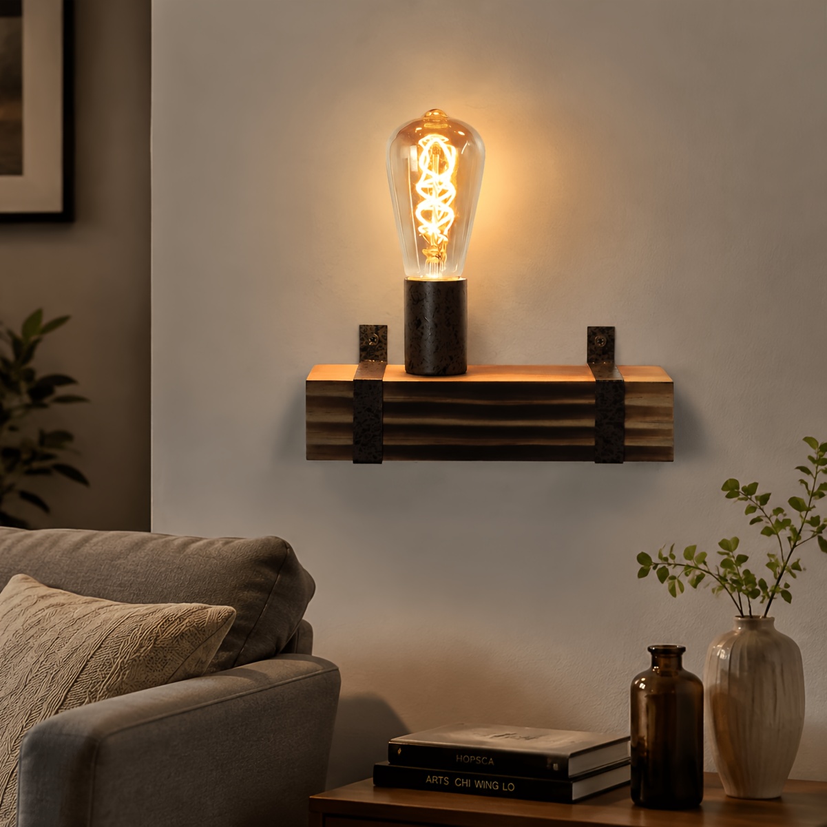 Image of Vintage Wall Lamp, Wooden Dining Table Lamp, Adjustable Height, Suitable For Dining Rooms, Kitchens, Industrial Designs, Applicable To Corridors, Living Rooms, Bedrooms, Bars, Bulbs Not Included