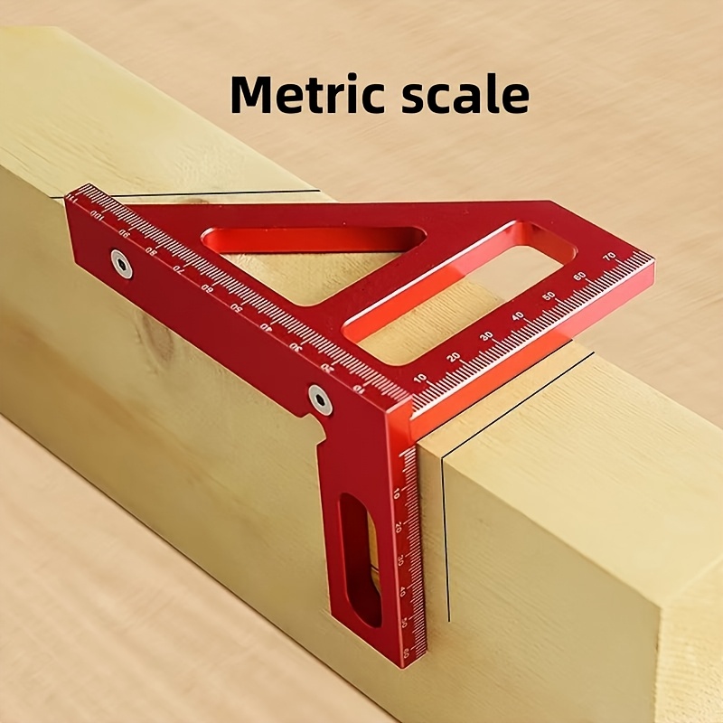 poza articolului Riglă de Scris din Aliaj de Aluminiu, Riglă Multifuncțională cu Unghi de 45 de Grade și Unghi Drept, Precizie Ridicată pentru Tâmplărie și DIY