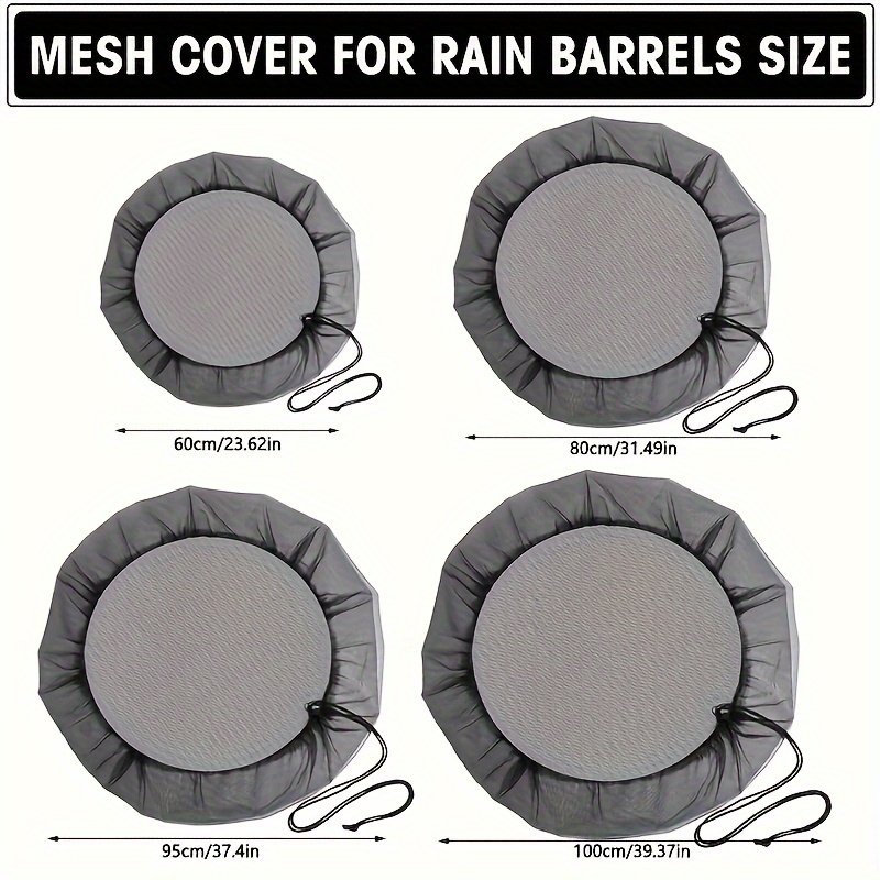 1pc Rain Barrel Covers with Drawstring - Durable Polyester Mesh for Leaf & Debris Protection, Ideal for Gardens, Lawns & Outdoor Spaces Rain Barrel Mesh Cover Patio Set Covers for Outside Waterproof