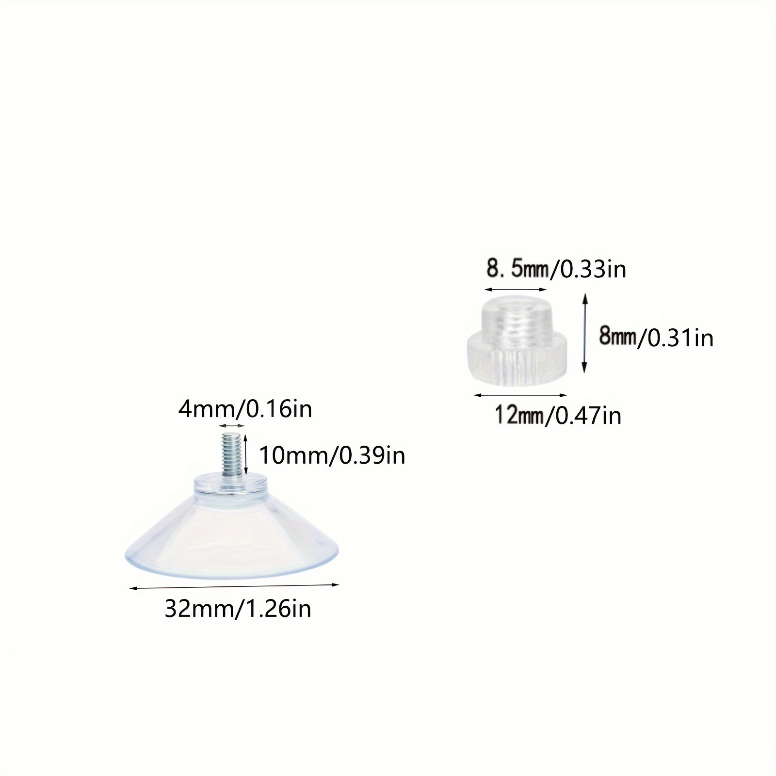 TEMU 10 Pièces Mini Ventouses, 32mm/1.26'' Ventouse avec Vis M4 en PVC Transparent, Ventouses Extra pour Verre, Support de Ventouse avec Écrou pour