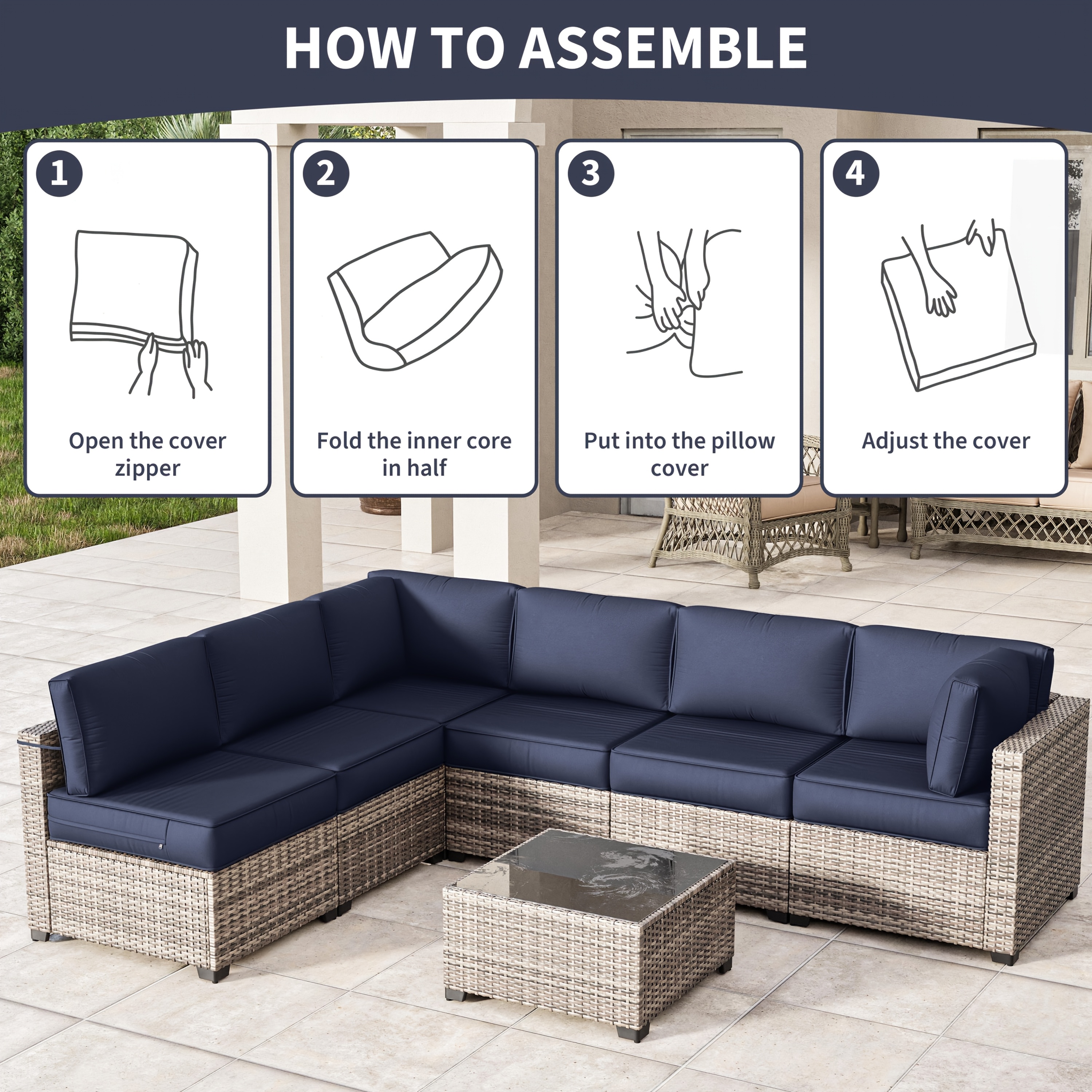 14pcs outdoor cushion covers replacement covers patio - Temu