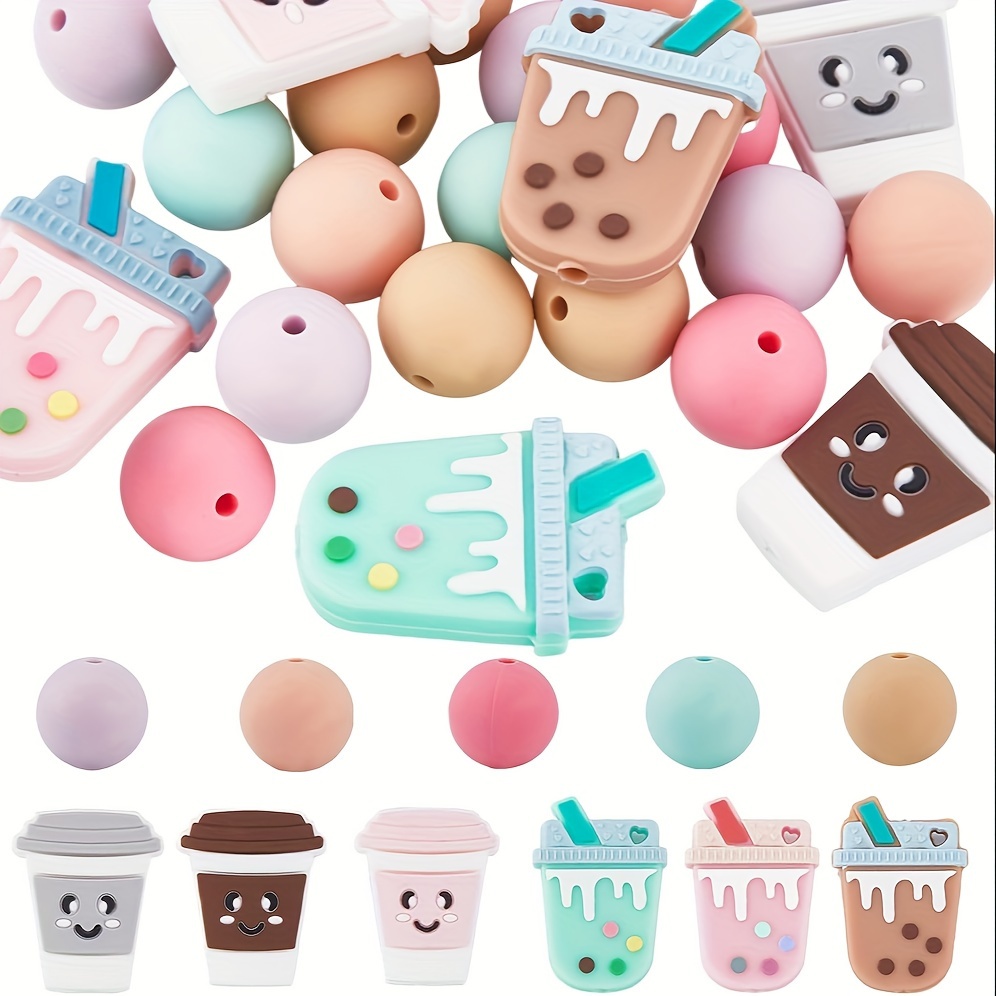 

46-piece Colorful Coffee Cup Silicone Beads Set For Diy Keychains, Bracelets & Jewelry Making - Craft Supplies Beads For Jewelry Making Beads For Bracelets