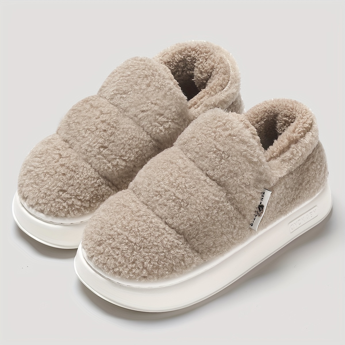 womens plush warm lined cozy slippers winter warm   fur lined house slippers for couples casual indoor outdoor slippers details 3