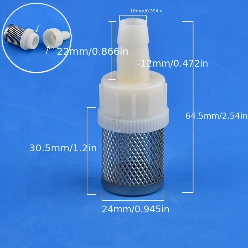 TEMU Malla de filtro de acero inoxidable con conector directo de ABS - Filtro desmontable y lavable, adecuado para acuarios, bombas y sistemas de