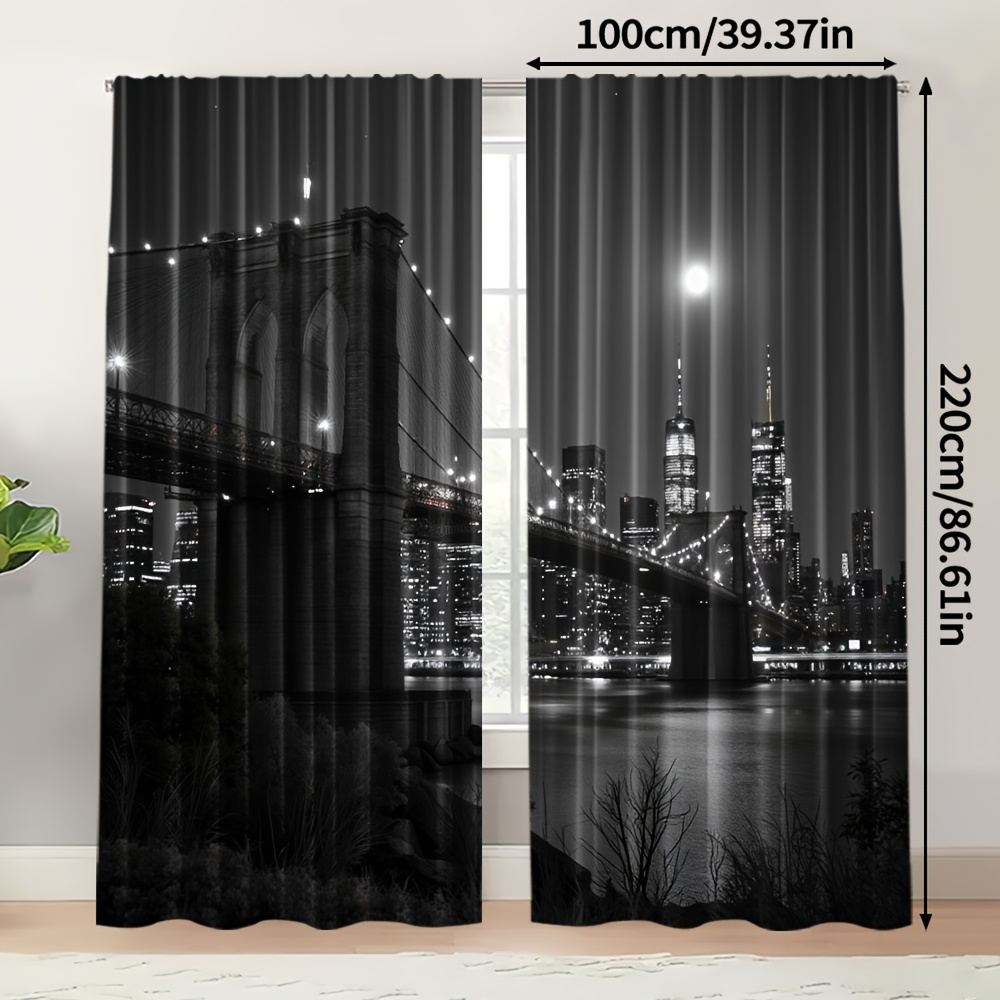 TEMU Juego de 2 cortinas con una de en de , hechas de poliéster, ideales para un estudio, una habitación o una oficina en casa (barra no incluida)