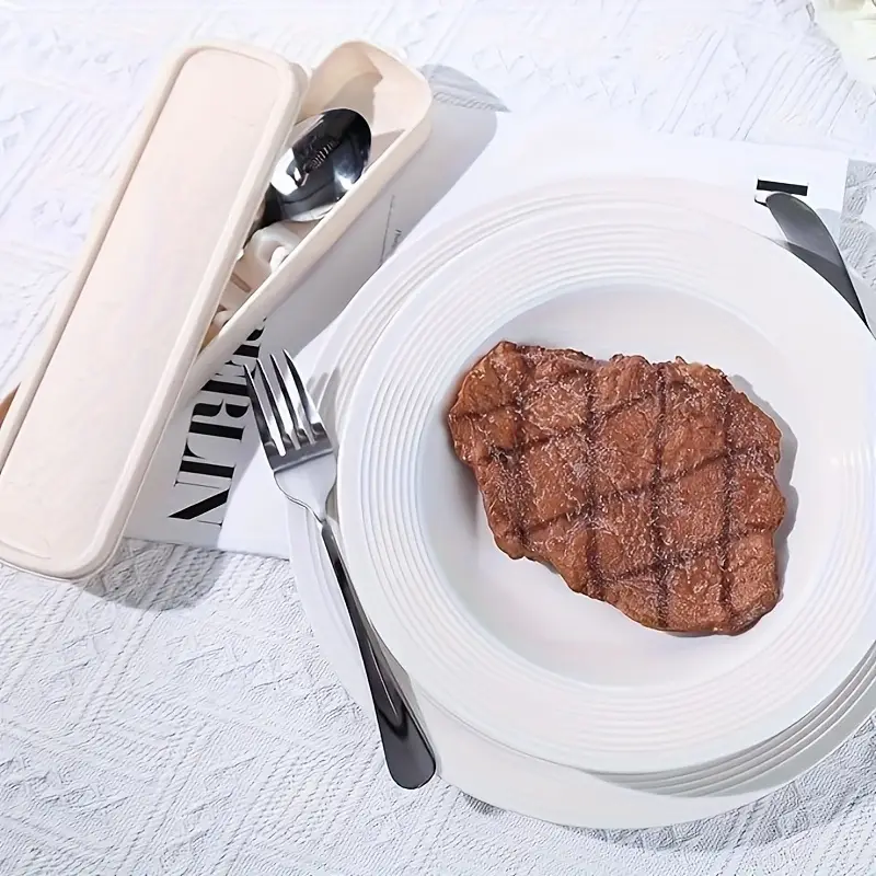 4pcs customized text engraved 3pcs stainless steel cutlery set portable knife and box silvery black essential for couples travel school restaurant lunch box christmas gift Product details 3