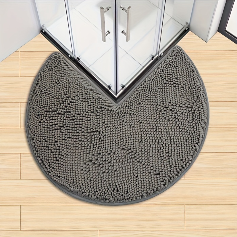 

Luxurious Chenille Round Bath Mat - Thick, Quick-dry & Machine Washable, Non-slip Comfort Floor Rug For Bathroom, Shower Accessory