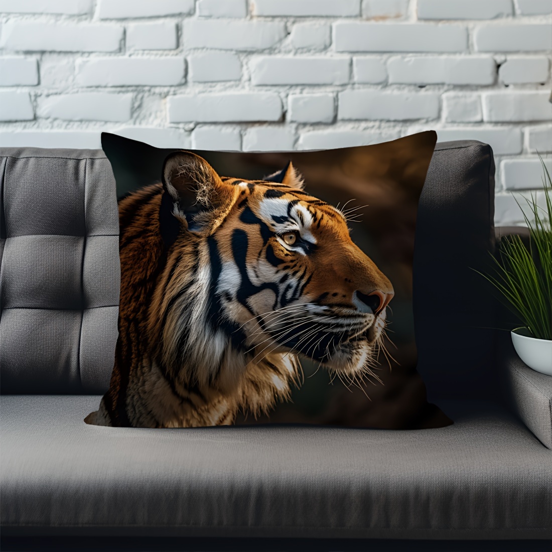 

1pc Tiger Pillow Peach Leather Pillow Cover, Home Comfortable Pillow Cover, Cushion For Living Room Bedroom Sofa